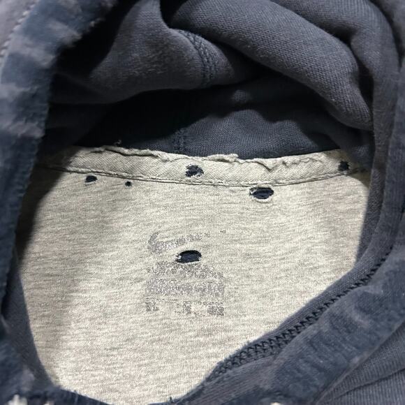 Thrashed Hoodie y2k Nike Swoosh Distressed Navy Blue Sun Faded Soft Thin Blue XL - Picture 6 of 13